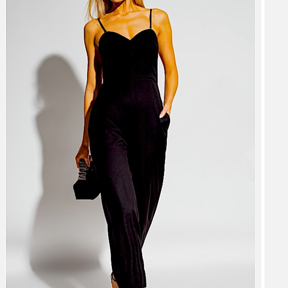 TUART Black Balconette Corduroy Sleeveless Jumpsuit Small